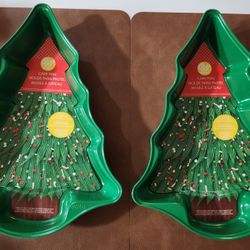 2 pcs Wilton Non-Stick Shaped Cake Pan 14"X10"-Christmas Tree