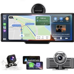Wireless Carplay & Android Auto Car Stereo, with 4K Dash Cam, Backup Camera, Bluetooth, GPS Navigation