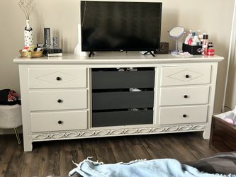 Wooden White And Dark Grey Dresser