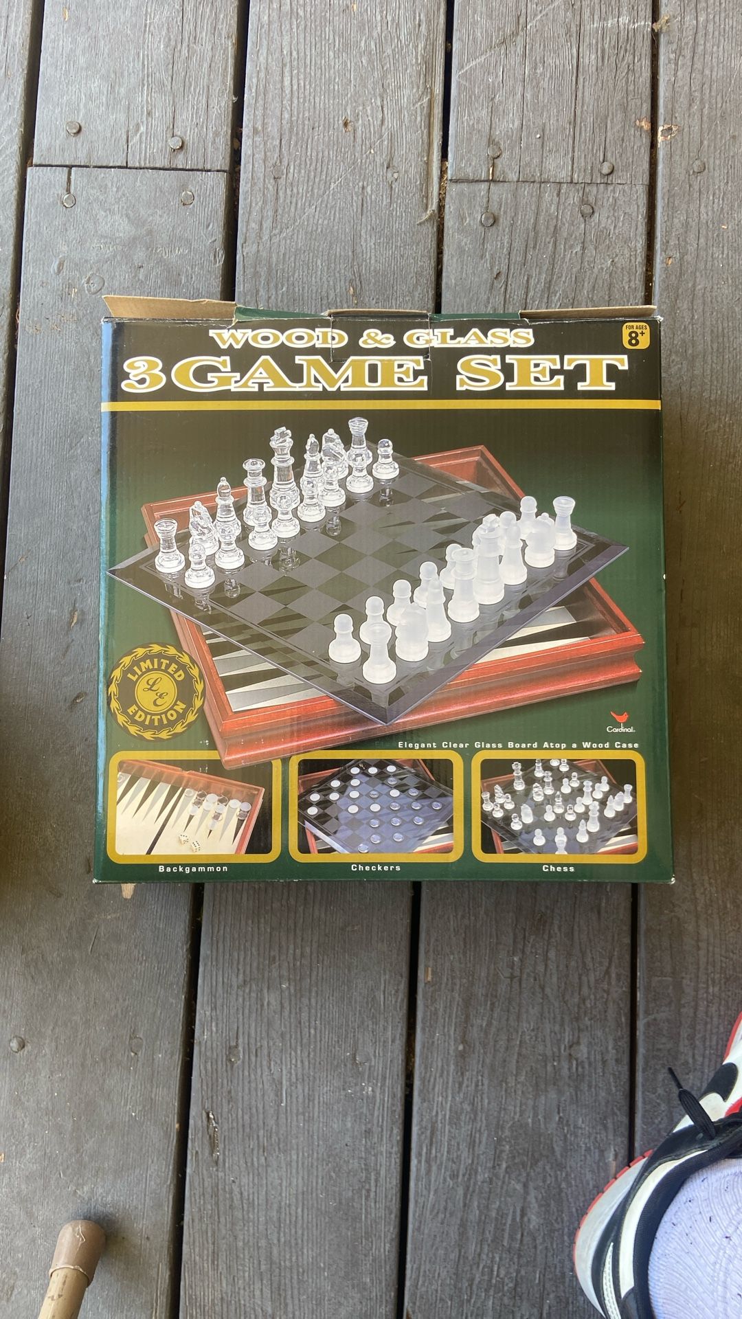 wood and glass 3 game set