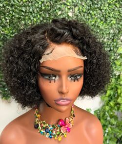 Afro lace closure handmade wig