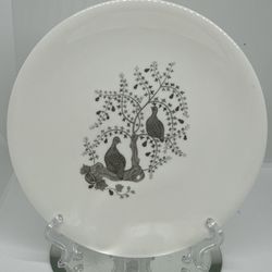  Wedgwood Partridge in a Pear Tree, gray and white. One 8” Salad Plate Christmas