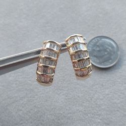 Gold and Baguette Diamond Earrings 💎 