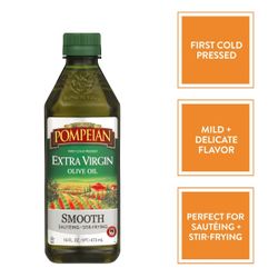Pompeian Smooth Extra Virgin Olive Oil, Contains Polyphenols, First Cold Pressed, 16 FL Oz