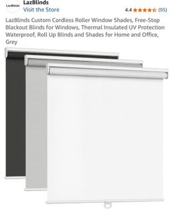 LazBlinds Cordless Blackout Roller Shade 24” x 72” Grey – Brand New