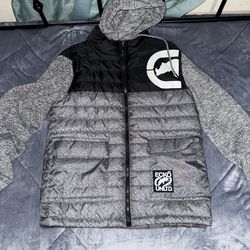 Ecko Unltd Gray/Black Puffer Hoodie Jacket