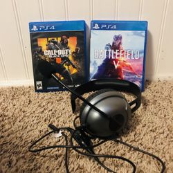 video games and headphones for ps4