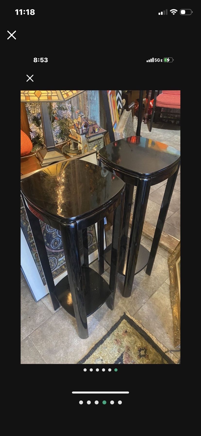 Antique Black Lacquer Plant Stands Made By Powell