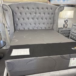 New Gray 4PC Shopia Queen Bedroom set (Mattress is not Included)