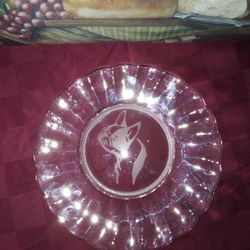 9" Boston Terrier Glass Etched Scalloped Collectible Plate
