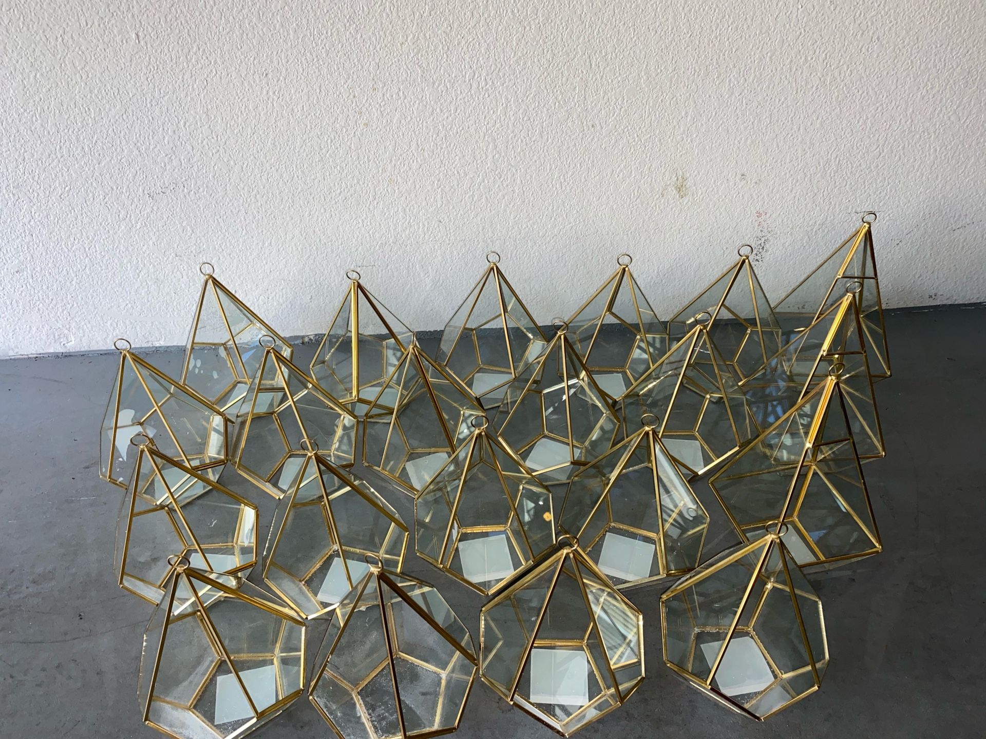 Gold Metal Geometric Tea Light Candle Holders - Flower Stand Centerpieces