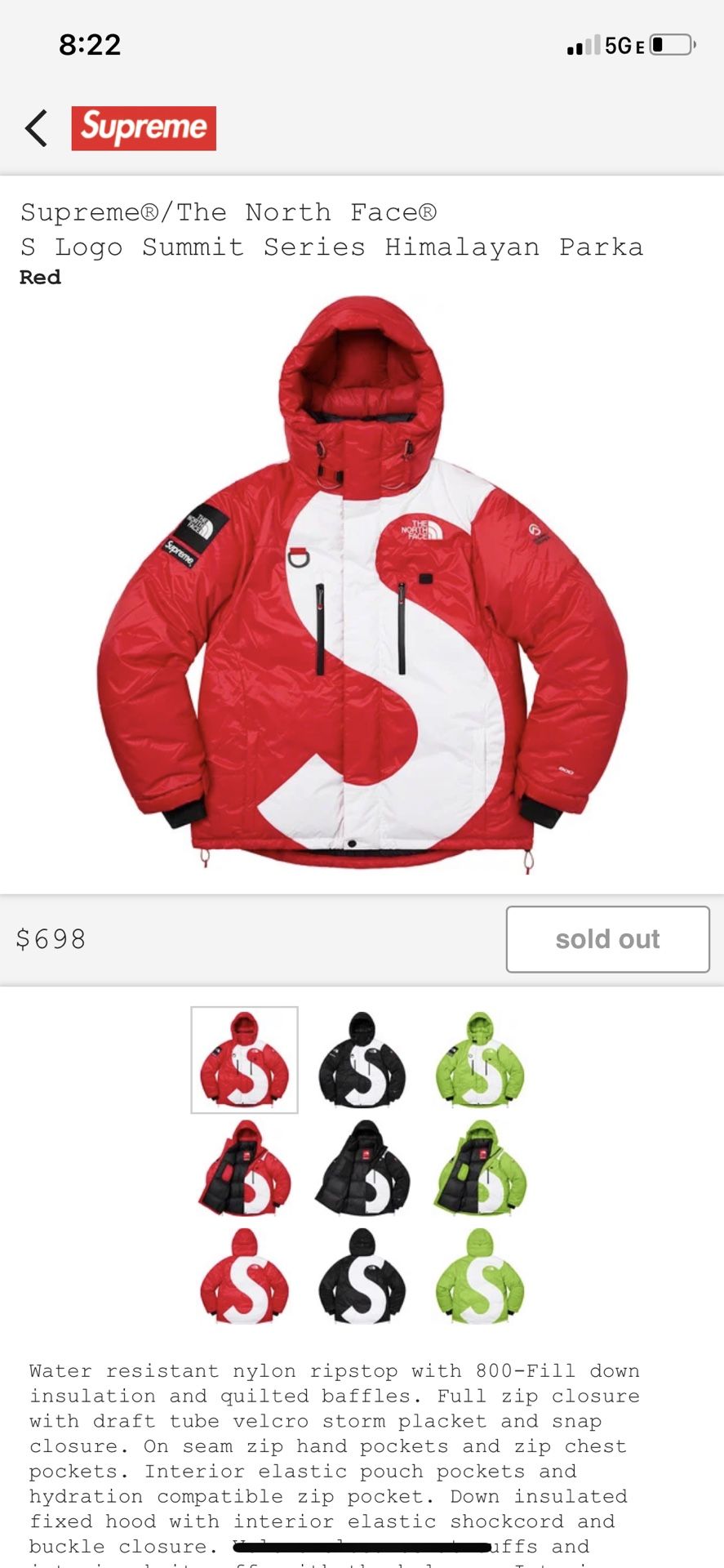 Suprem the north face himalayan parka