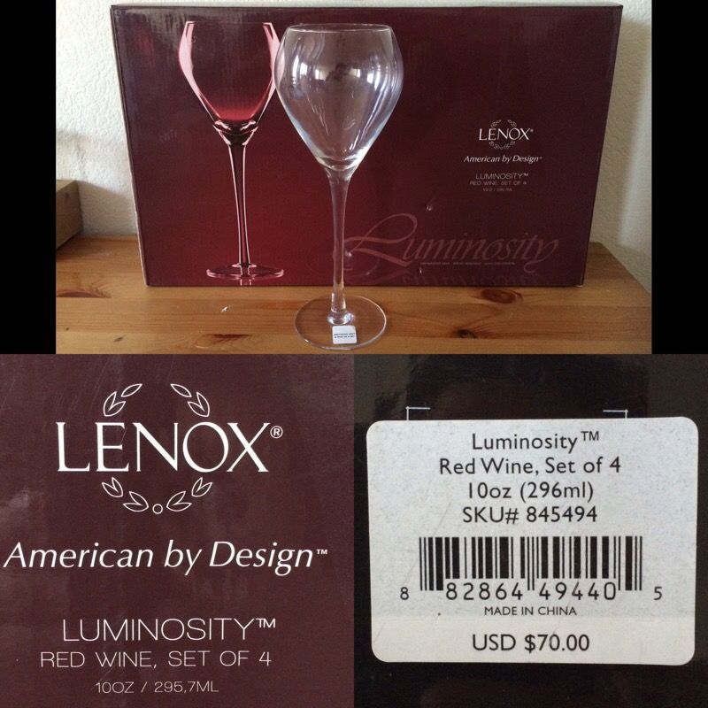 New Lenox Luminosity 10oz red wine glasses
