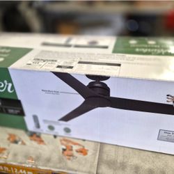 Hunter Nocturnal 52 in. Indoor/Outdoor Matte Black Propeller Ceiling Fan with Remote Included for Porches and Covered Patios 