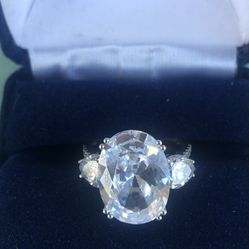 Beautiful Sterling Silver CZ  Statement Ring Size 6.75 NWOT