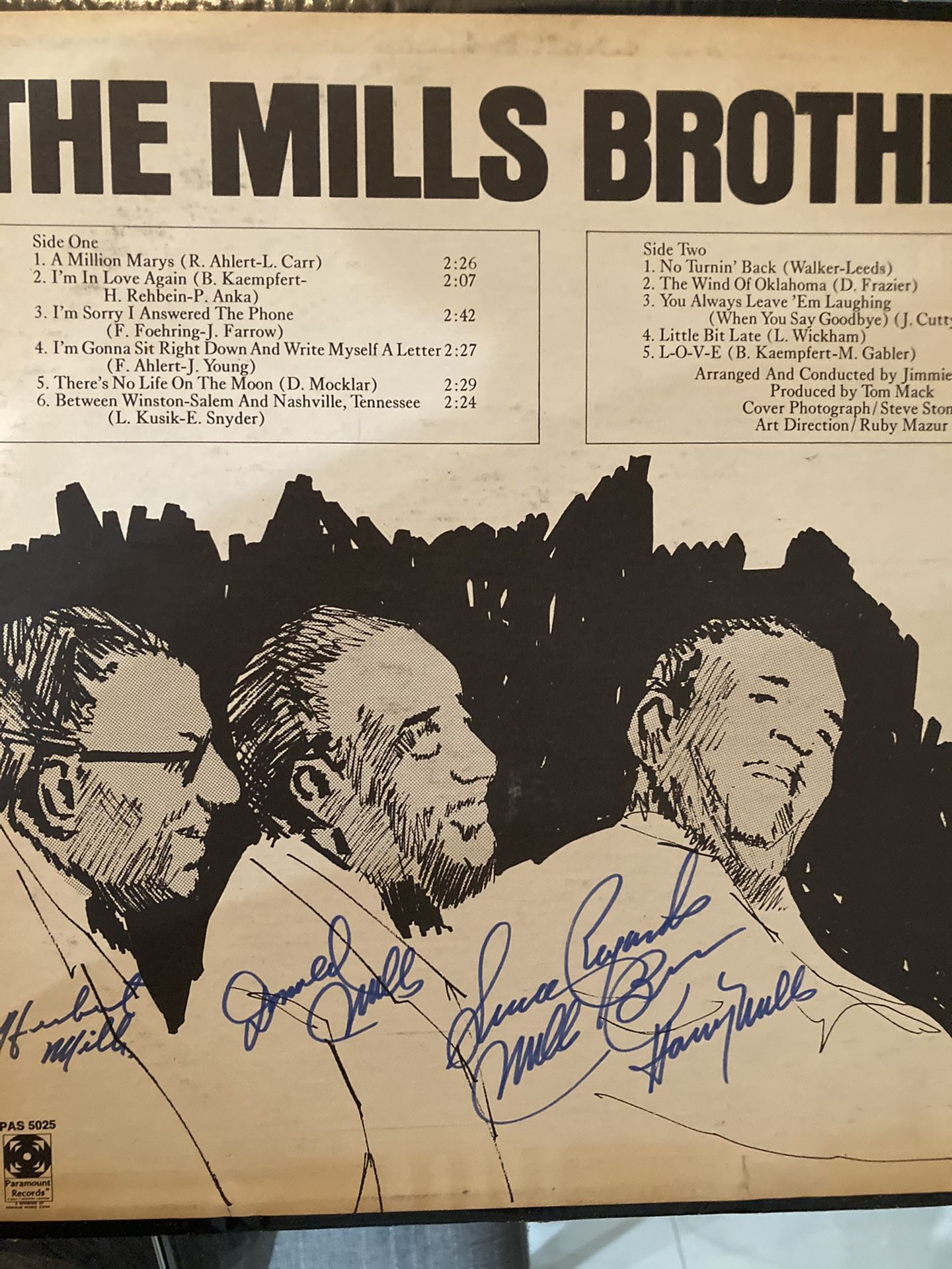 The Mills Bros Autograph Vinyl Record