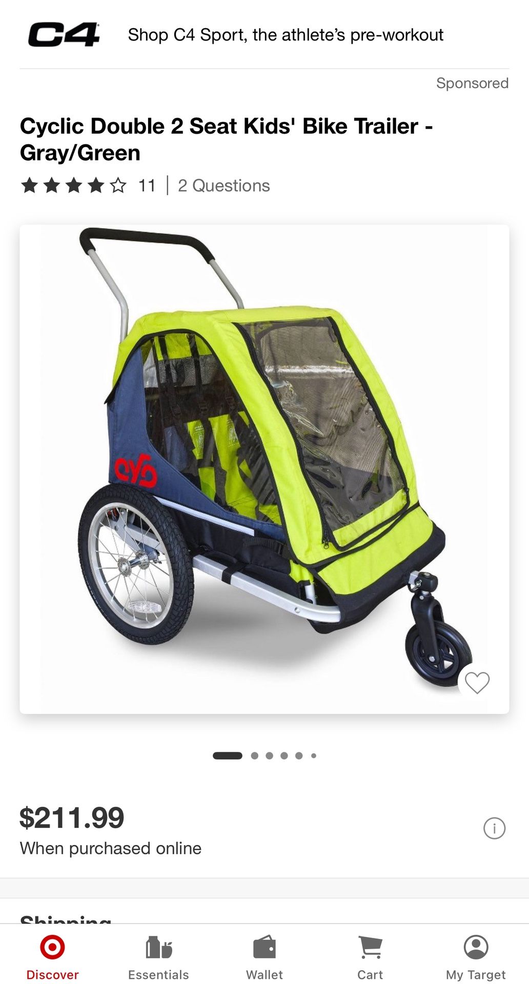 Cyclic Double 2 Seat Kids' Bike Trailer -