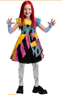 Nightmare Sally Rag Doll Costume DressDoll Princess Costume for Girls Kids Nightmare Dress Wig Pants Accessories Halloween Cosplay Outfit size 6to8.