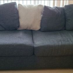 City Furniture Noah Dark Gray Sectional with Chaise + Dark Blue Loveseat