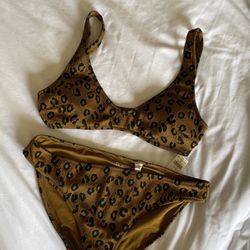 New Aerie Leopard Print Bikini Brown/Black Medium