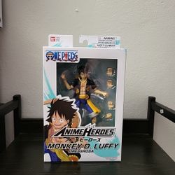 NIB Bandai One Piece Anime Heroes Monkey D Luffy Dressrosa 5.5 " Action Figure
