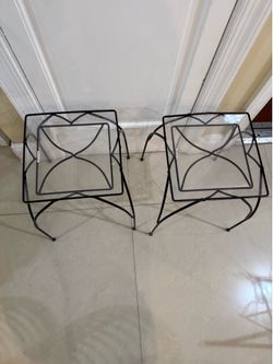 Pair of Metal and plastic Side Tables