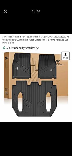 Tesla Model X 6 Seat 2021-2026 All Weather Fit Floor Liners for 1-3 Rows Full Set Car Mats Black