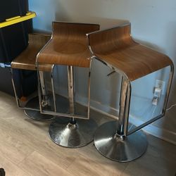 3 Lightly Used Wooden Bar Stools