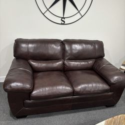 Brown Leather Loveseat