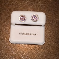 Pink Moissanite & Silver earrings