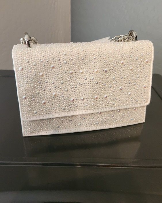 Betsy Johnson White Sequence Small Purse
