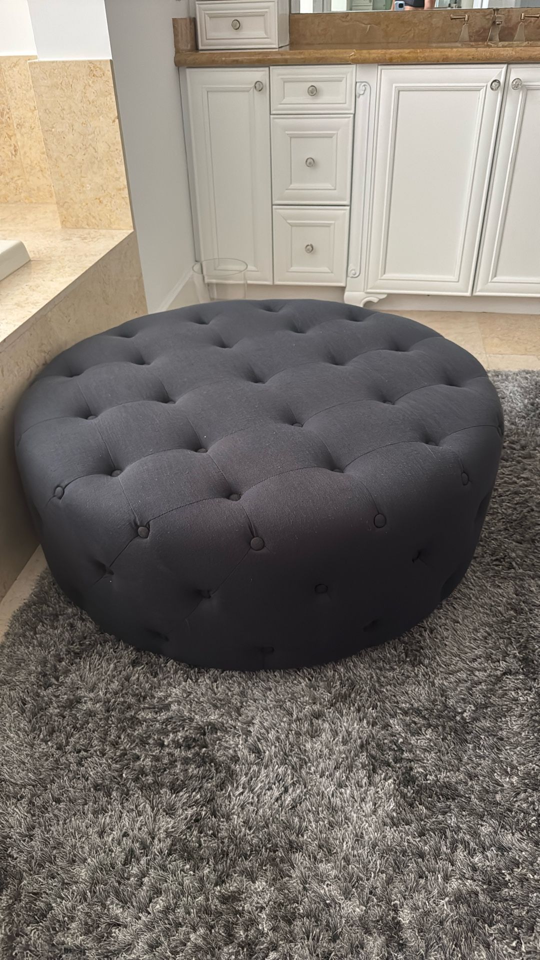 Like New Dark Blue Ottoman Soft