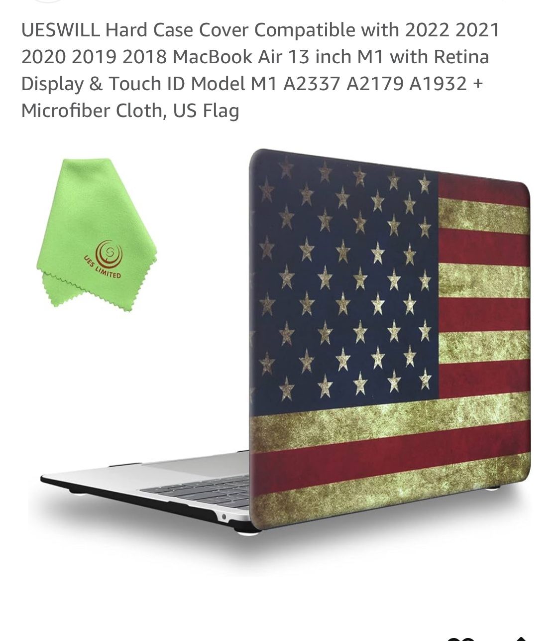 Hard Case Cover Compatible with 2018-2022 MacBook Air 13 inch M1 with Retina Display & Touch ID Model M1 A2337 A2179 A1932
