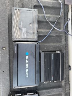 Lot of 4 Car Amplifiers Kenwood Blaupunkt Memphis
