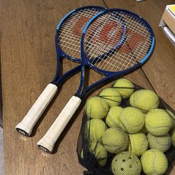 Wilson ultra power xl 112 rackets + multiple balls