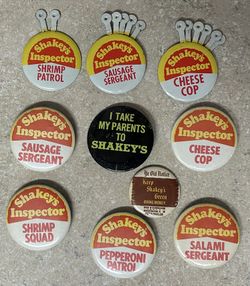Shakey’s Pizza pin back buttons