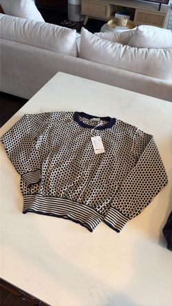 CLOSED Navy & Cream Geometric Knit Sweater