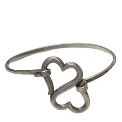  James Avery .925 Sterling Silver Hammered Double Heart Hook-On Bracelet 