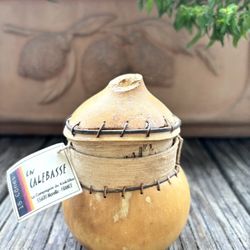 Handcrafted Calabash Incense Container, Made in France, Incl 6 sandalwood incense cones 