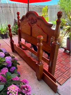 Queen solid wood bed frame