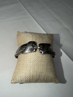 VINTAGE 7.5” MONET SILVER TONE DOUBLE CHAIN SNAKE BRACELET 