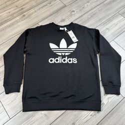 WOMEN ADIDAS TREFOIL CREW SWEATSHIRT 'BLACK' (SIZE Medium)