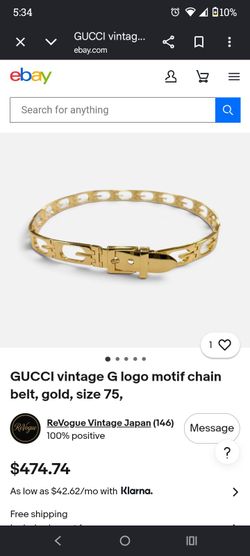 Gucci Vintage G logo motif chain belt, gold, size 75