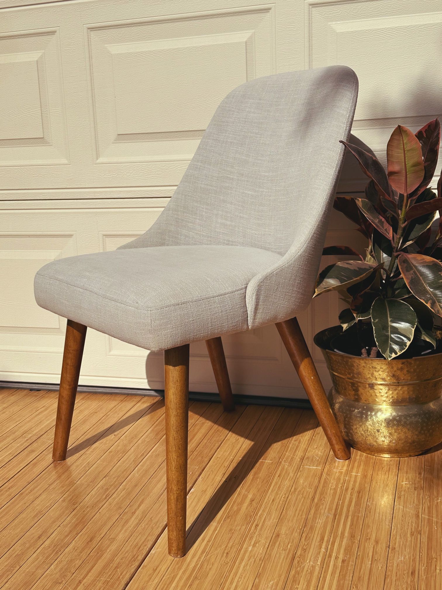 West Elm Mid-Century Upholstered Dining Chair - Wood Legs