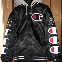Supreme X Champion Satin Varsity Jacket (black) 