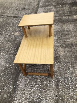 Vintage Collectable  Paul Frankl Style 2 Tiered Rattan End Table