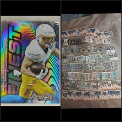 Huge Football Card + 2024 Ladd McConkey Topps Finest Mystery Refractor Rookie For 40 (Read Description)