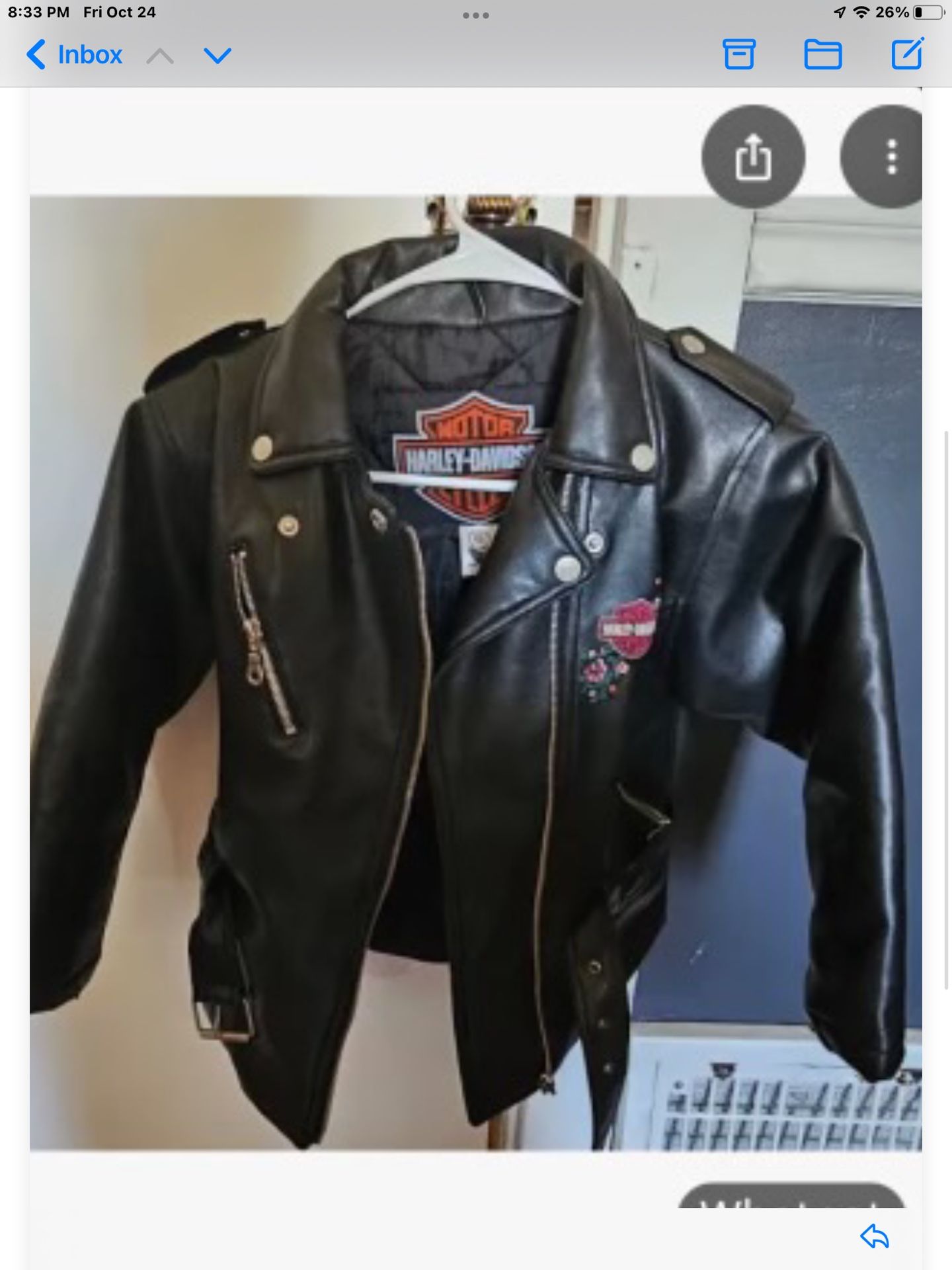 Harley Davidson size 5 Childs  coat 