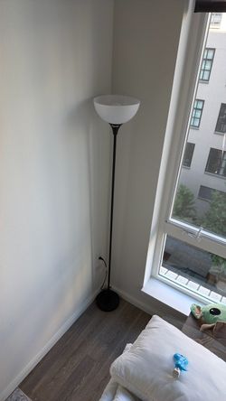 Torchiere Floor Lamp Black with White Shade 71”