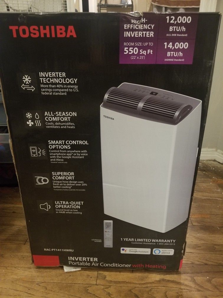 TOSHIBA INVERTER PORTABLE AIR CONDITIONER WITH HEATING 12,000 u0026 14,000 BTU  for Sale in Grand Prairie, TX - OfferUp